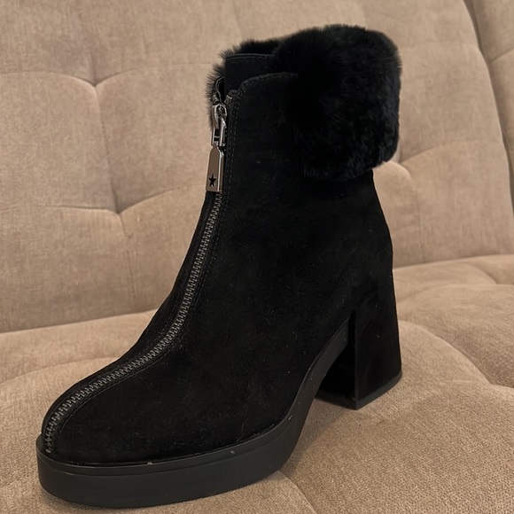 Ukrainian Suede black boots with fur and wool lining - Picture 7 of 14